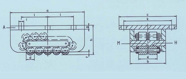 AM型載重滾輪小車尺寸圖 AM型載重滾輪小車尺寸圖